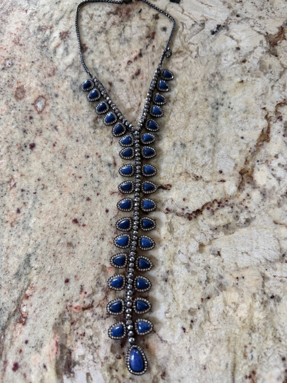 Lucky Brand Blue Teardrop Cascade Necklace